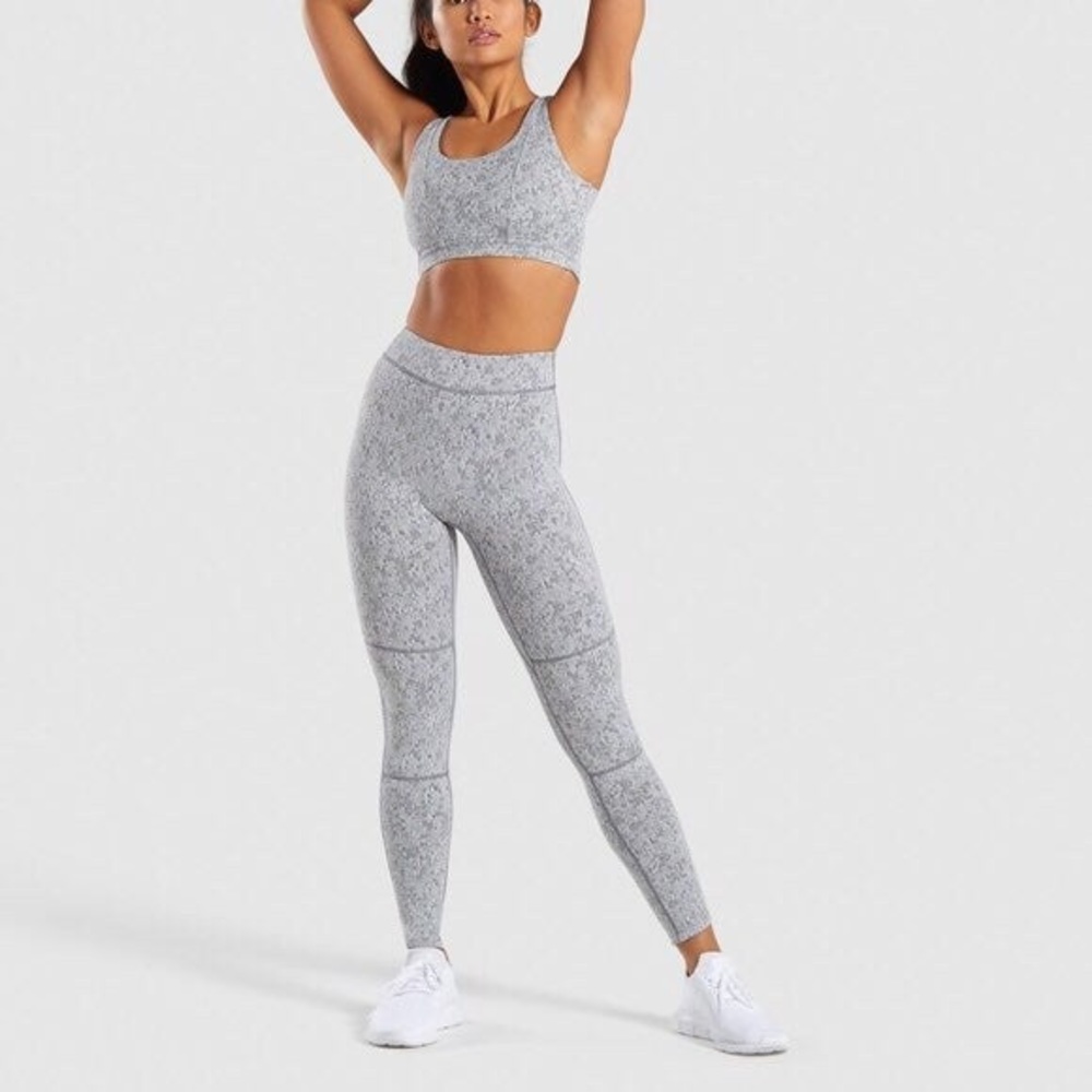 Gymshark Fleur Texture Leggings - charcoal marl